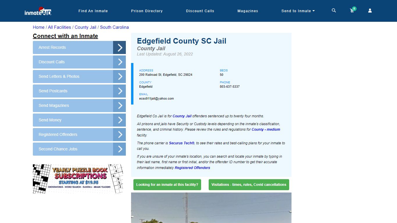 Edgefield County SC Jail - Inmate Locator - Edgefield, SC